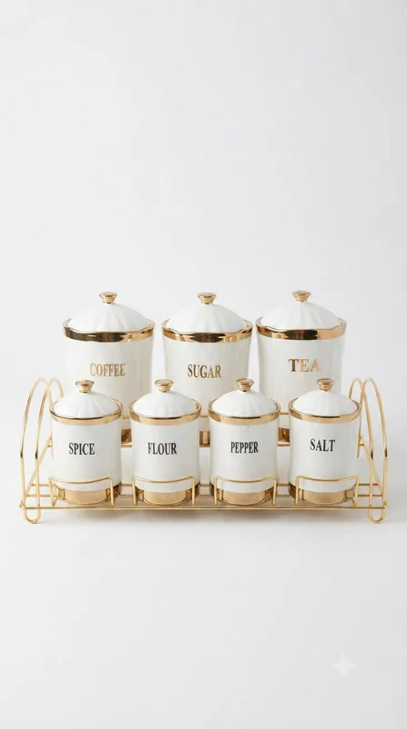 Premium Kitchen Storage Canister Set-16741-109 — white&gold