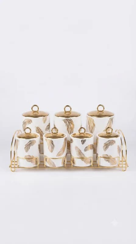 Premium Kitchen Storage Canister Set-16187-39 — white&gold
