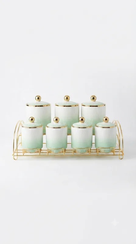 Premium Kitchen Storage Canister Set-16187-38-B — white&green